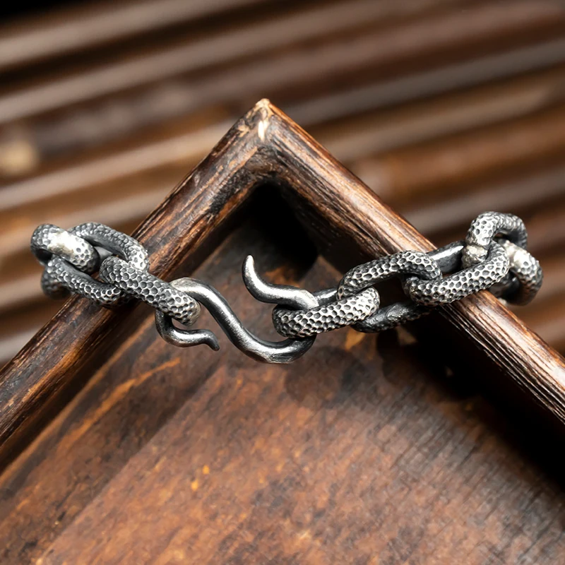 Серебряный браслет ручной работы из Таиланда Чиангмай Перо Модный мужской ретро