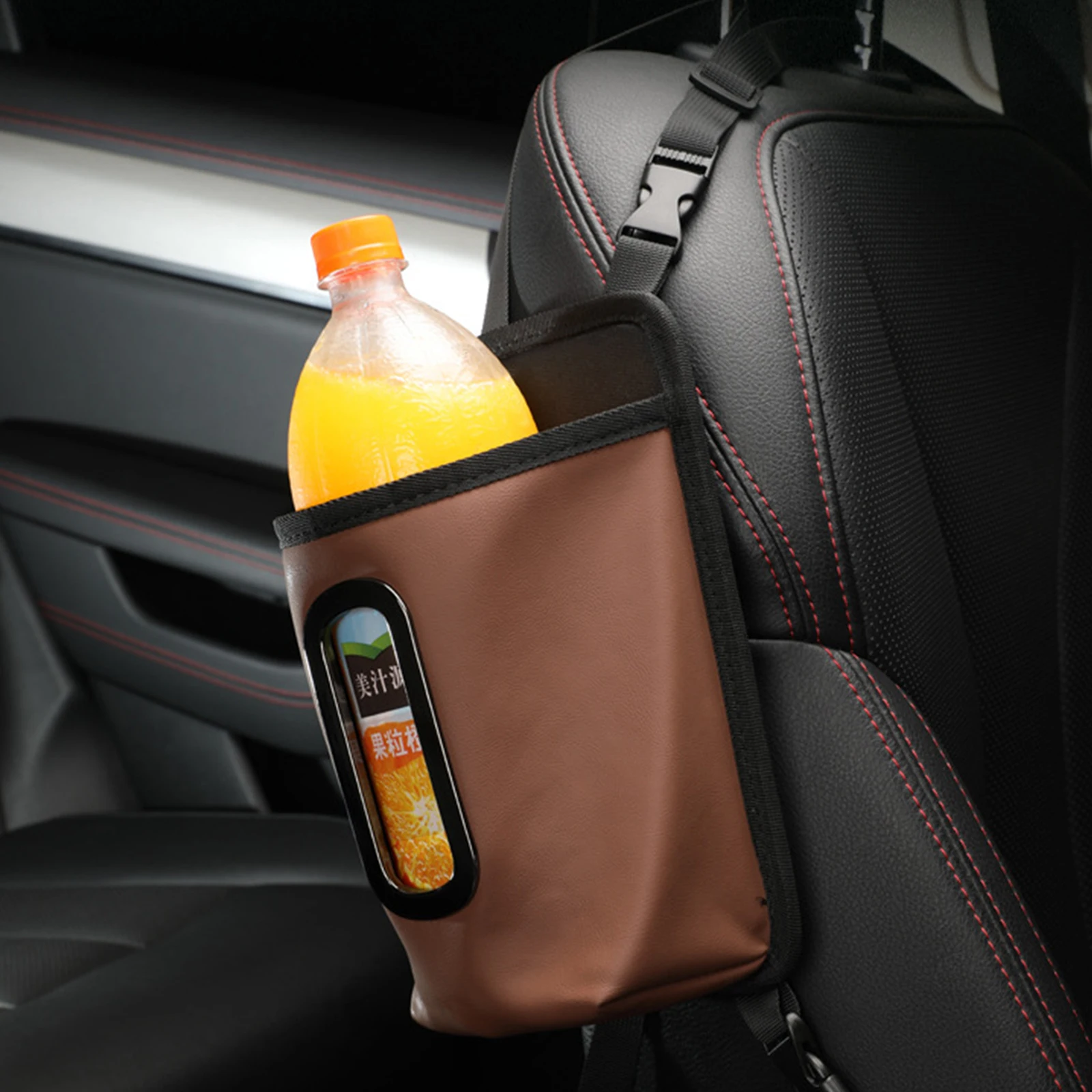

Leather Auto Backseat Hanging Tissue Box Holder Car Seat Side Water Cup Storage Bag Paper Drawer Organizer Car Accessories