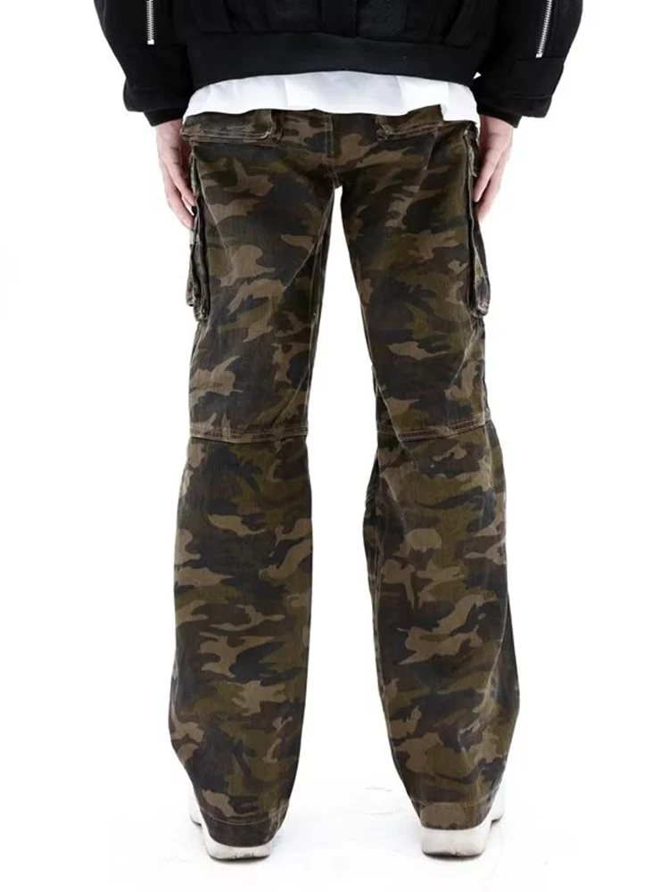 Hip -hop Heavy Camouflage Work Clothes Men and Women's Retro Side Pocket Loose Casual Tactical Camouflage Cargo Trousers Jeans
