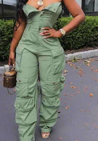 Женский комбинезон 2024 летний сексуальный бандо однобортный с несколькими