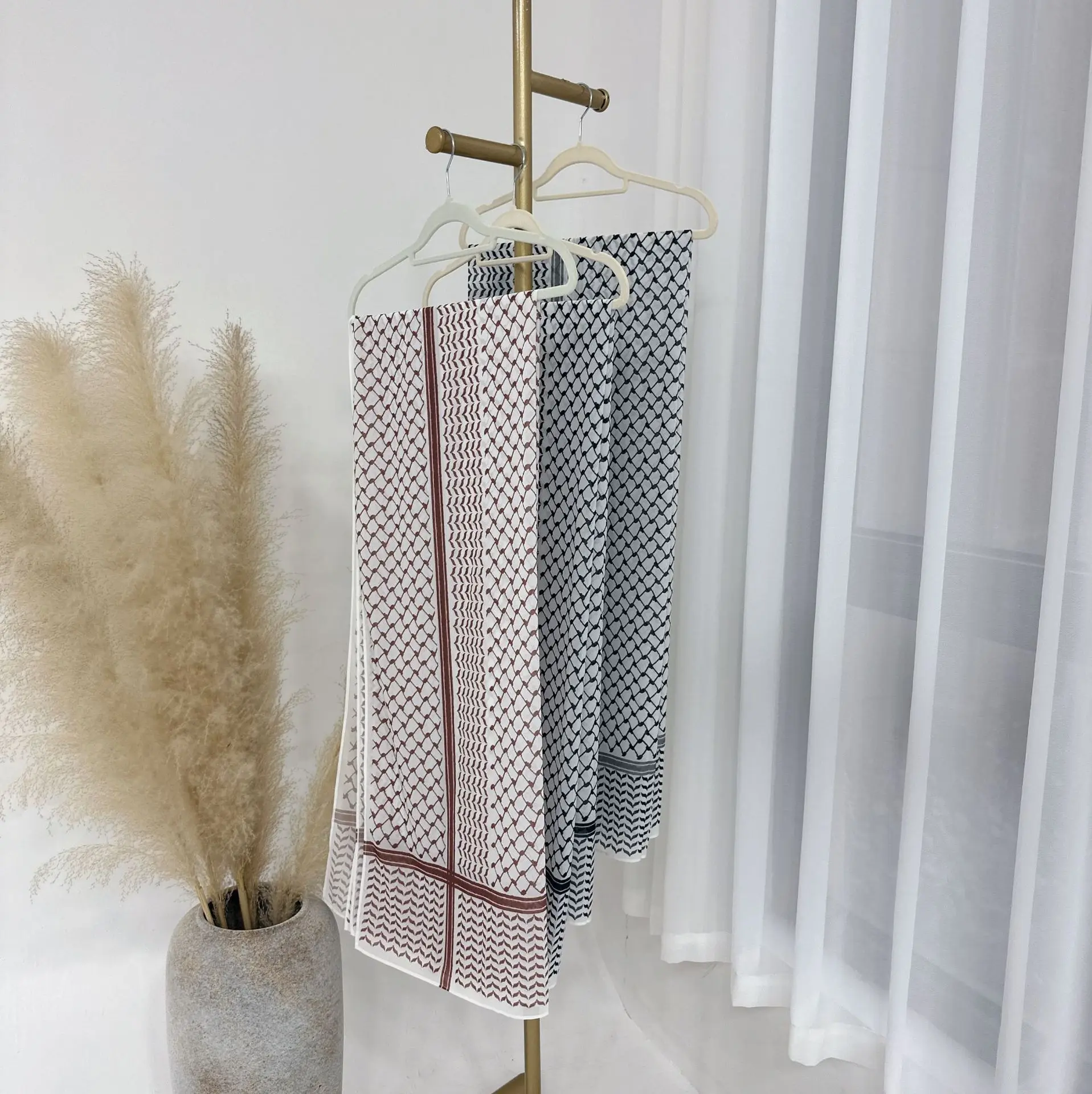 Палестинский шарф Keffiyeh с принтом шифоновый хиджаб повязка на голову коричневые