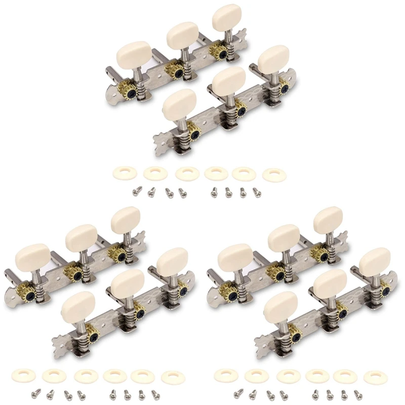 

3X Vintage Guitar Tuning Pegs Gold Plated Machine Heads Tuning Keys Tuners Single Hole For Classical Guitar 3L 3R