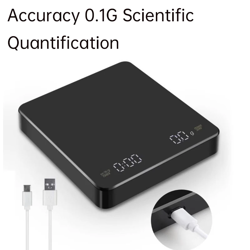 Цифровые кухонные весы XUANXIANG с таймером и зеркальным экраном эспрессо USB
