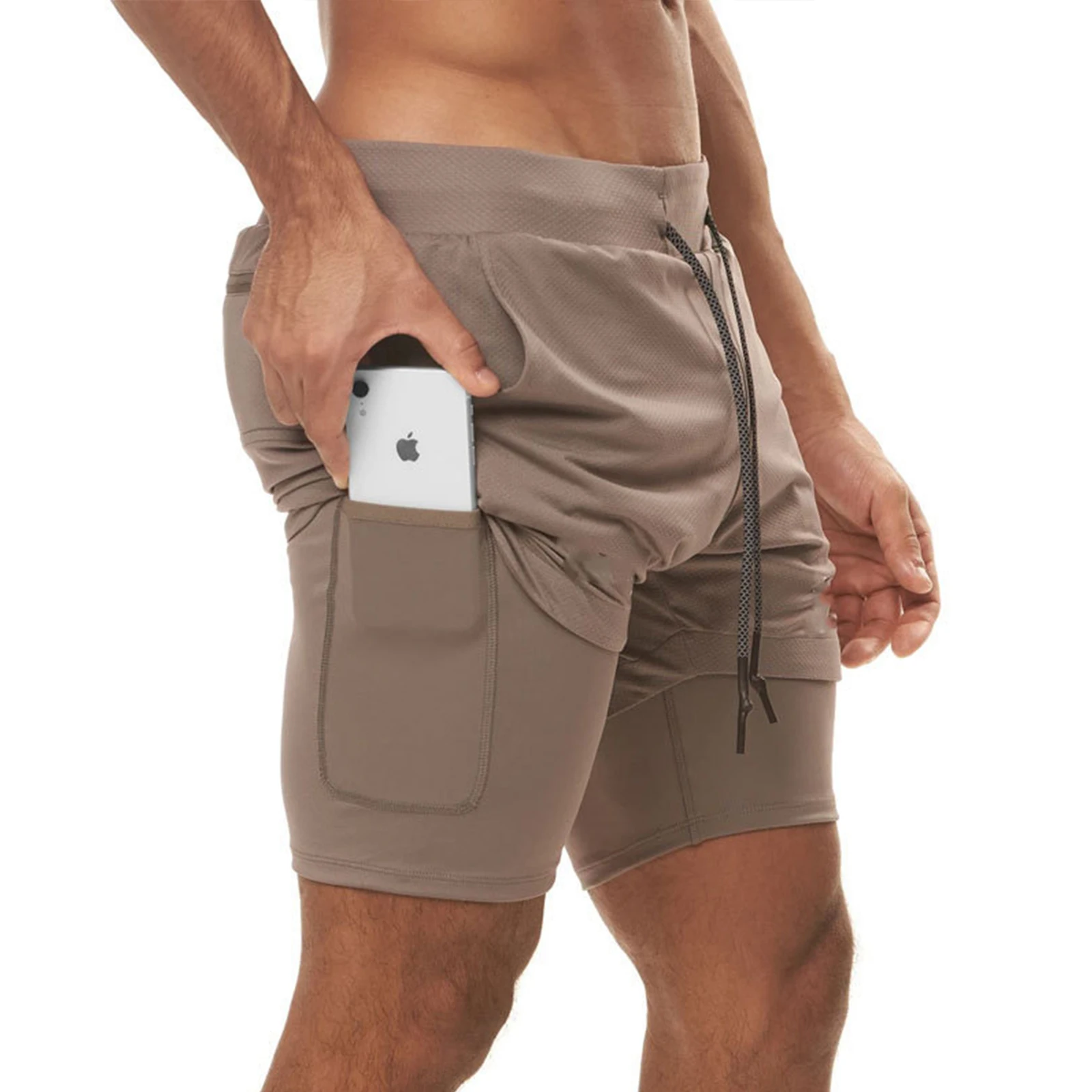 

Men’s 2 in 1 Running Shorts 5" Quick Dry Gym Athletic Workout Shorts for Men with Phone Pockets