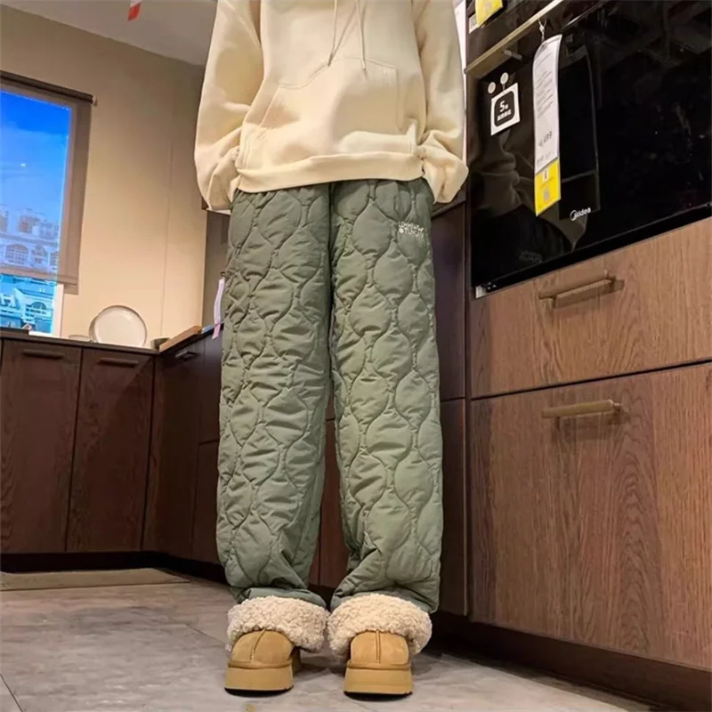 Y2K зимние берберские флисовые хлопковые брюки женские 2023 новые утепленные ватные