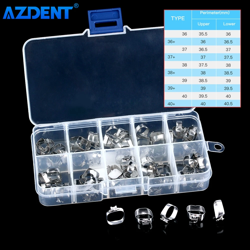 

20 Sets AZDENT Dental Orthodontic 1st Molar Buccal Tube with Bands 36-40+ M Series Convertible Single Tube Roth.022 U1 L1