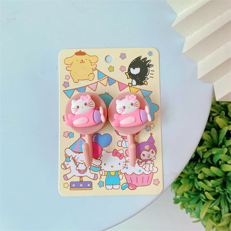 

Kawaii Sanrio самолёт серии без отверстий крючок Hellokittyed Kuromi милый мультфильм Ванная комната Кухня портативный без следов клейкий крючок