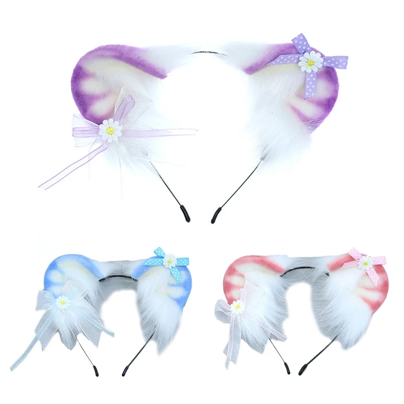 

Faux Fur bear Ears Animal Hair Hoop Ear Hair Hoops Night Party Anime Lolita