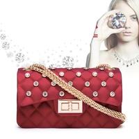 waterproof red small shoulder bags diamond chain cross body purse womens crossbody bag
