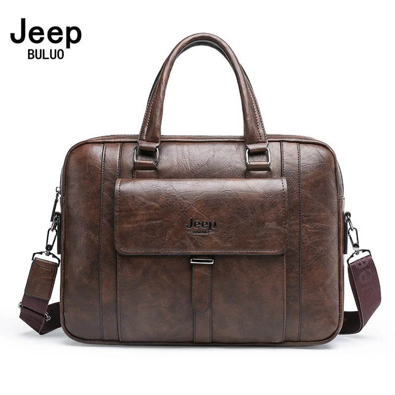 JEEP BULUO High Quality  Laptop Business Bag Men Briefcases For Man Handbags Split Leather Office Large Capacity Bags Business