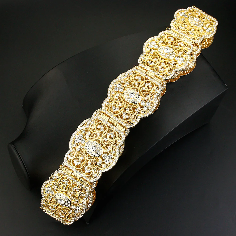 Neovisson Fashion Style Morocco Crystal Women Belt Caftan Wedding Dress Waist Chain Belt Algeira Bride Jewelry Hollow Jewels