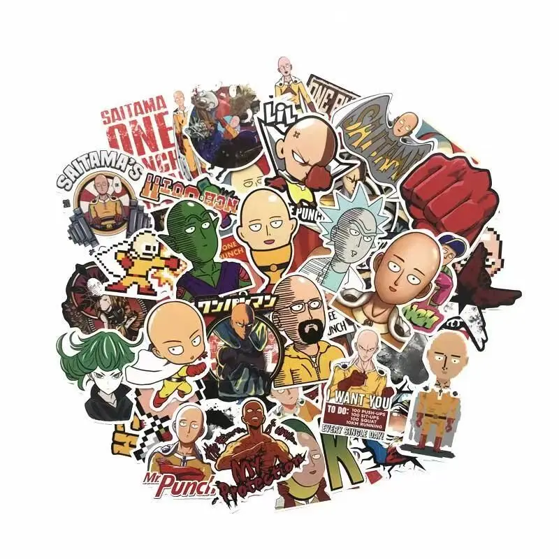 td zw 50 pcslot japanese anime one punch man stickers for car laptop phone skateboard motorcycle bicycle cartoon sticker free global shipping
