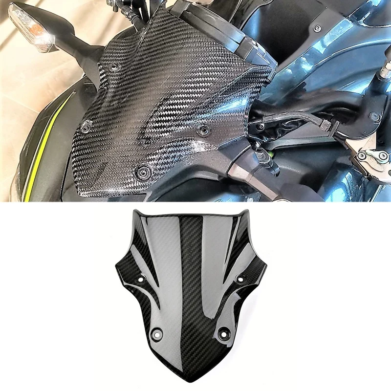 Real Carbon Fiber Motorcycle Windshield Windscreen For Kawasaki Z900 Z 900 2017 2018 2019