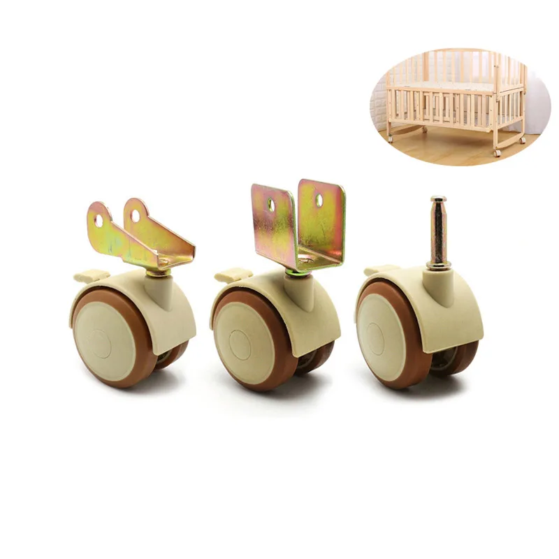 

4Pcs 2'' Furniture Crib Swivel Casters Cabinet Clamp with Brake Wheels Nylon Furniture support leg for Chairs Baby Bed Trolley