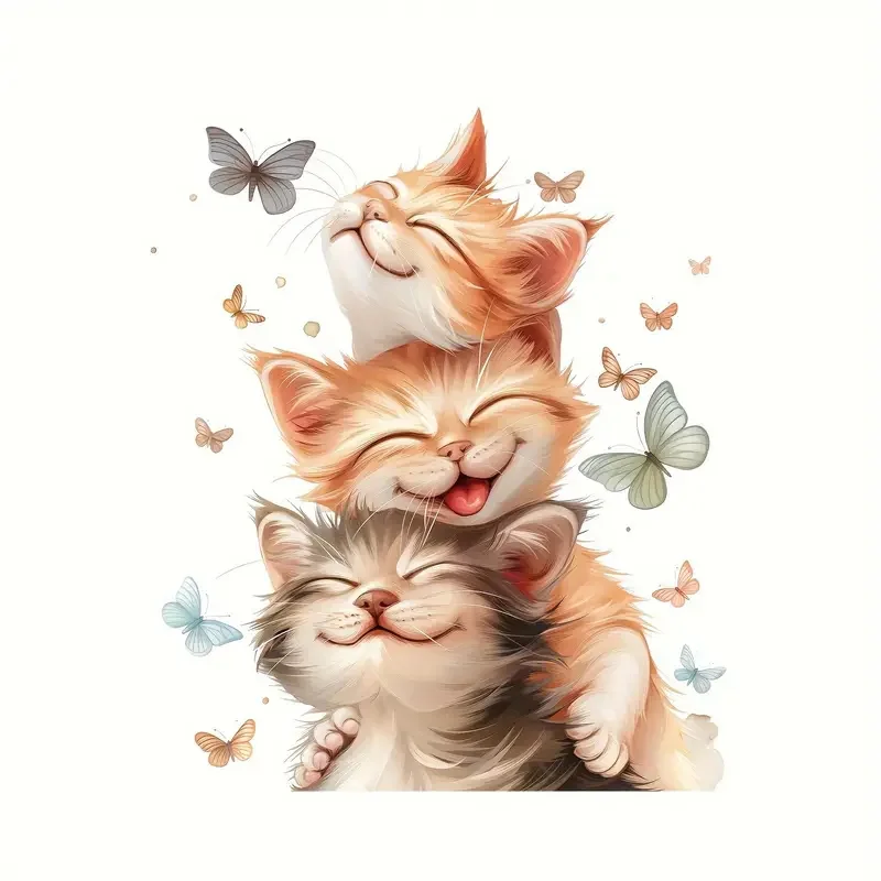 

Водонепроницаемая наклейка с котом и бабочкой