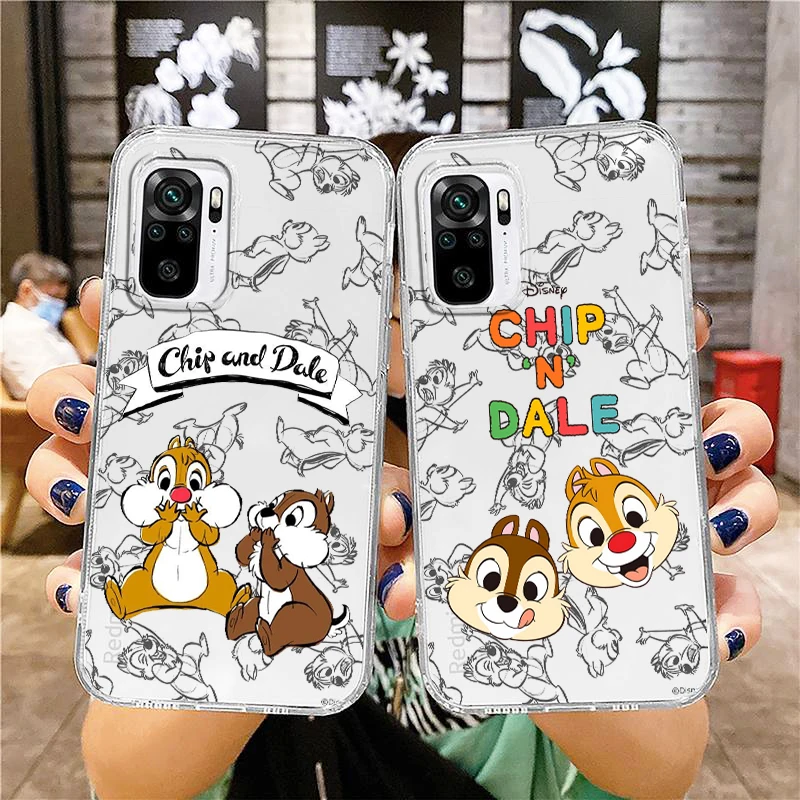 

Chip 'n' Dale Cute Transparent Phone Case For Xiaomi Redmi Note 12 11 11T 10 10S 9 9S 9T 8 8T 7 Pro Speed 4G 5G Cover Shell Capa