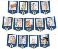 funmemoir royal prince 1st birthday photo banner newborn to 12 months picture display banner first birthday party decorations
