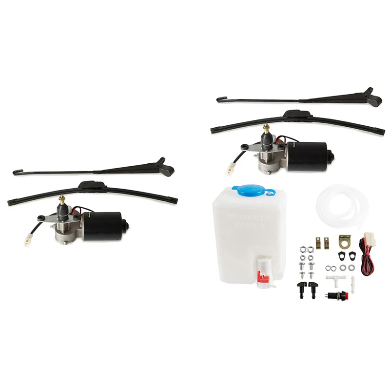 

2Set Universal UTV Electric Windshield Wiper Motor Kit Assembly With Spray Bottle For Polaris Ranger RZR 900 Kawasaki