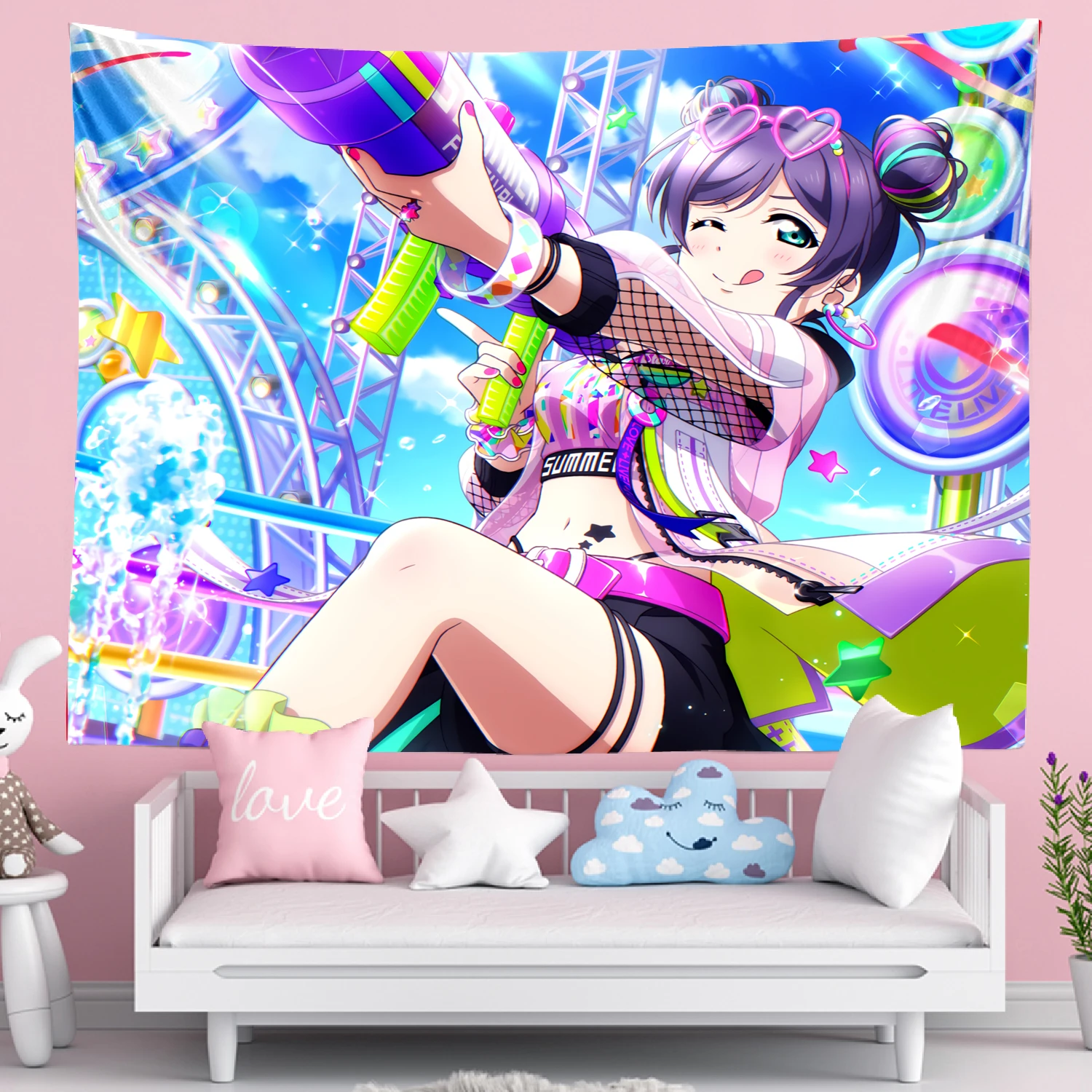 Хиппи девушка аниме гобелен с героями мультфильмов висячий фон тканевое
