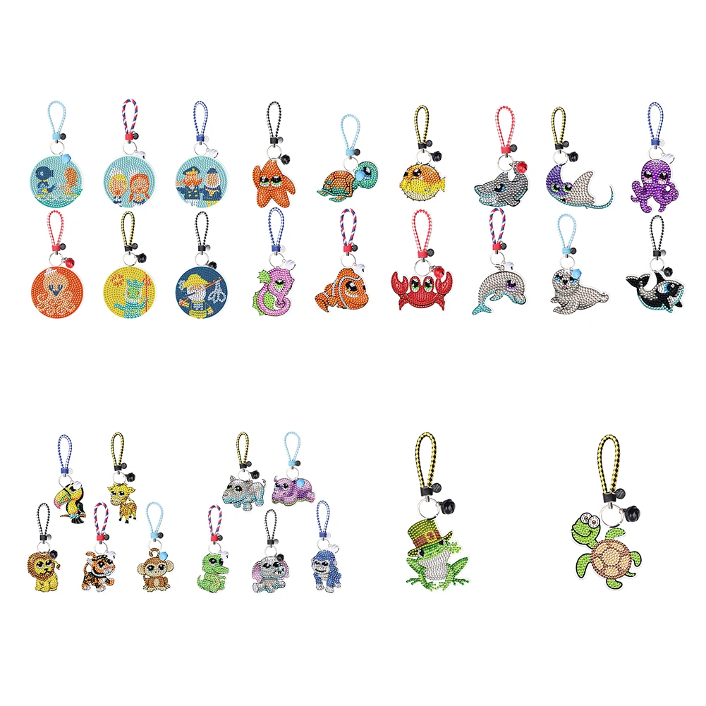 

6Pcs Diamond Painting Keychains Handmade DIY Rhinestone Pendant Double Sided Hanging Ornament for Men Women Boy Girl for Gifts