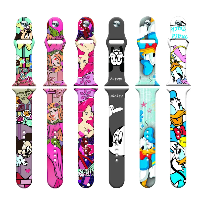 2022 Disney Mickey Minnie Silicone Strap For Apple Watch Band 41mm 45mm 44mm 42mm 40mm 38mm Bracelet For iWatch SE 7 6 5 4 3 2 1