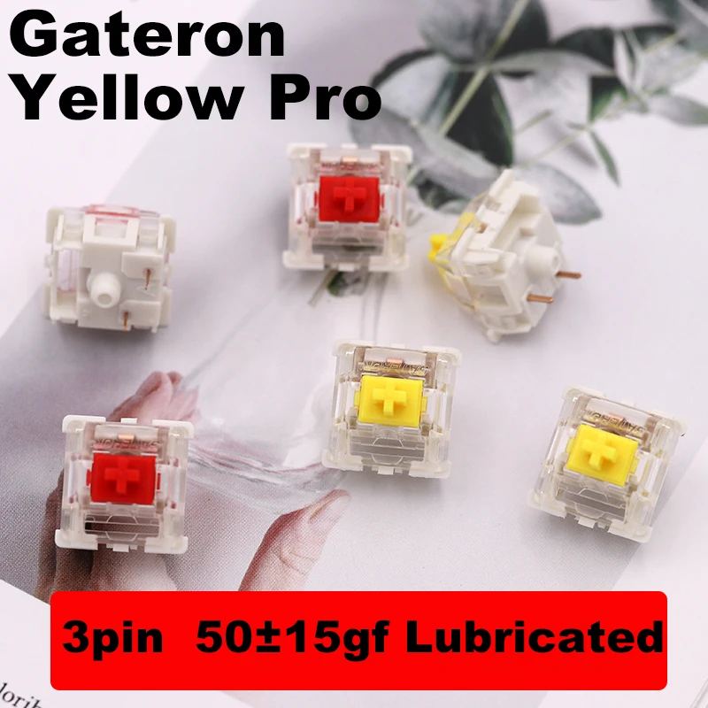

Механический переключатель Gateron G Yellow Pro gateron, линейный самосмазывающийся 3-контактный переключатель для клавиатуры, красный