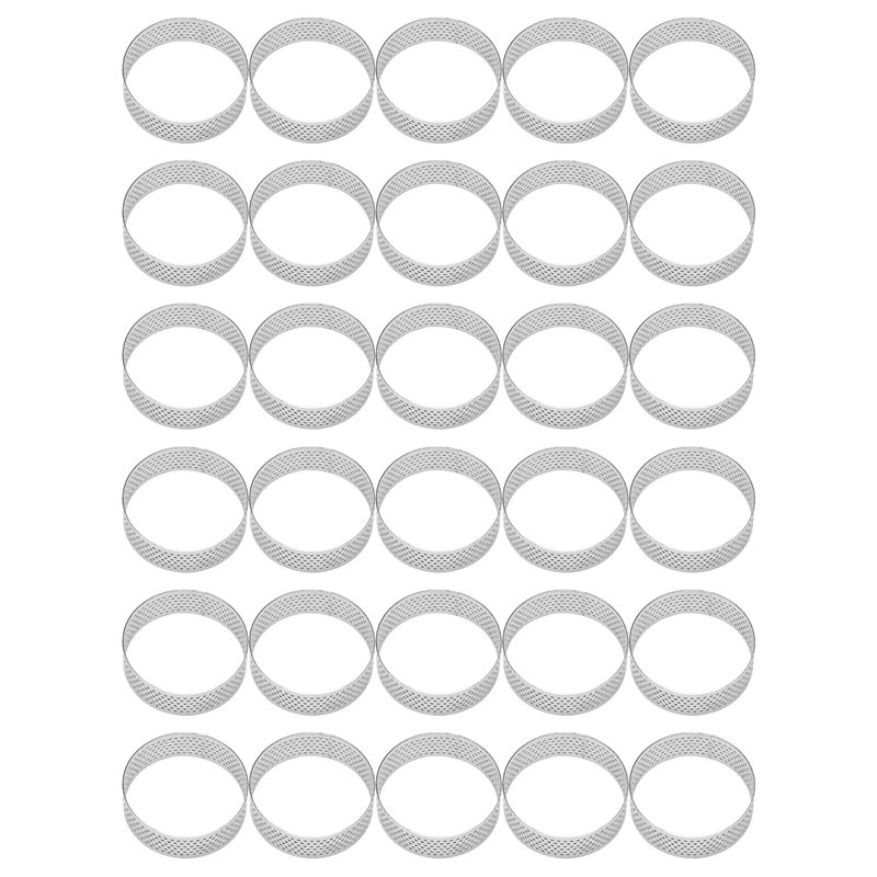 

30Pcs 6Cm Circular Tart Ring Dessert Stainless Steel Perforation Fruit Pie Quiche Cake Mousse Mold Kitchen Baking Mould