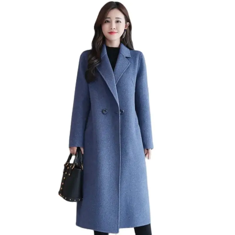 

Woolen Coat Women's Autumn And Winter Suit Collar Coat Medium Long 2023 New Korean Version Loose Woolen Windbreaker Ladies Jacke