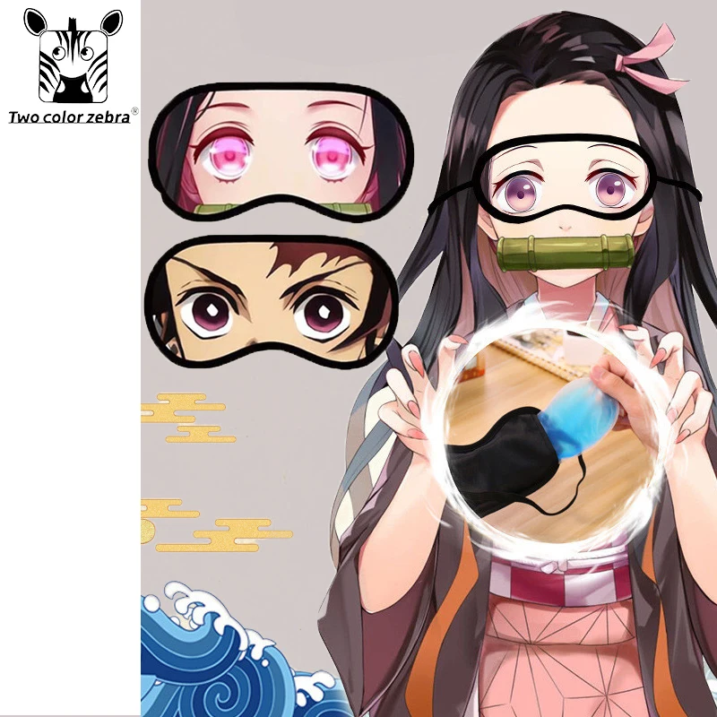 

Demon Slayer Agatsuma Zenitsu Kochou Shinobu Meng Version Blackout Eye Mask Cos Anime Sleeping Blindfold Gifts