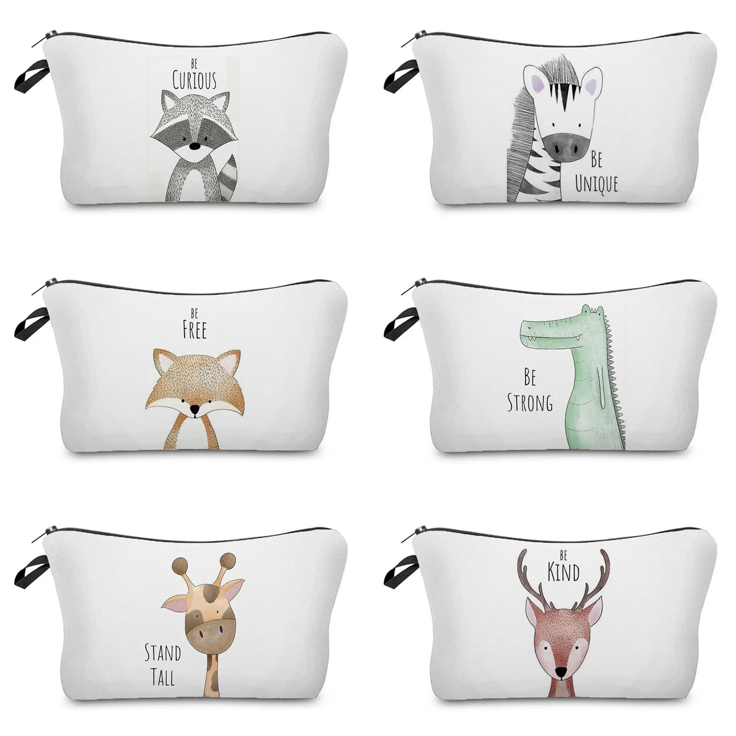 

Cute Dinosaur Bear Woman Makeup Bags Cartoon Watercolor Animal Prints Cosmetic Case Portable Toy Storage Bag Children Best Gift