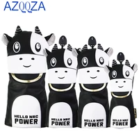 cow cartoon wood cover set for driver fairway hybridgolf headcovers waterproof pu leather protector drop shipgolfer equipment