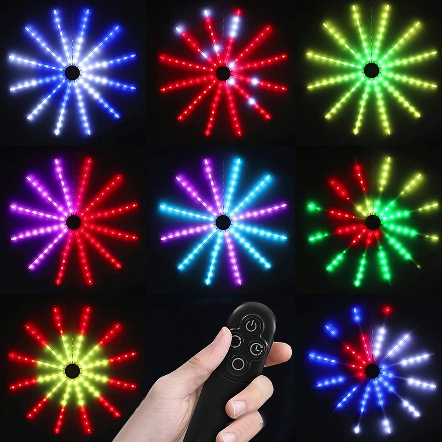 

Color Changing Firework Light Outdoor Starburst String Light With Remote Christmas Hanging Garland Light For Home Bedroom Wall