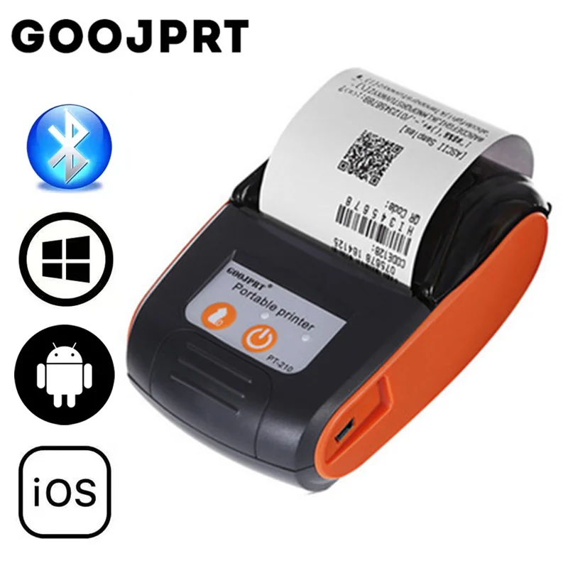 

Портативный принтер для Мобильный телефон чеков, 58 мм, беспроводной, термопринтер, Bluetooth, аккумулятор USB