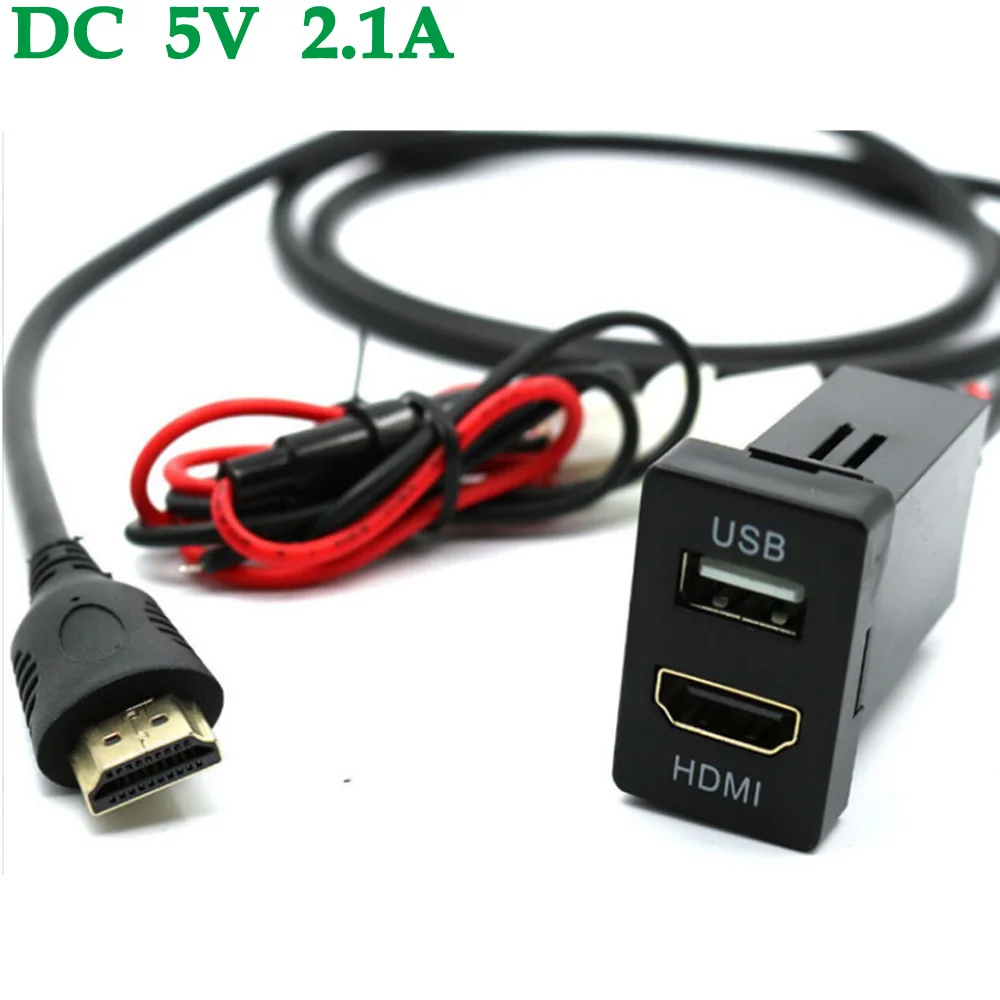 

Car USB Interface Socket Charger Adapter and USB Audio Input Socket for TOYOTA Hilux VIGO With USB Audio 5V 2.1A USB HDMI Socket
