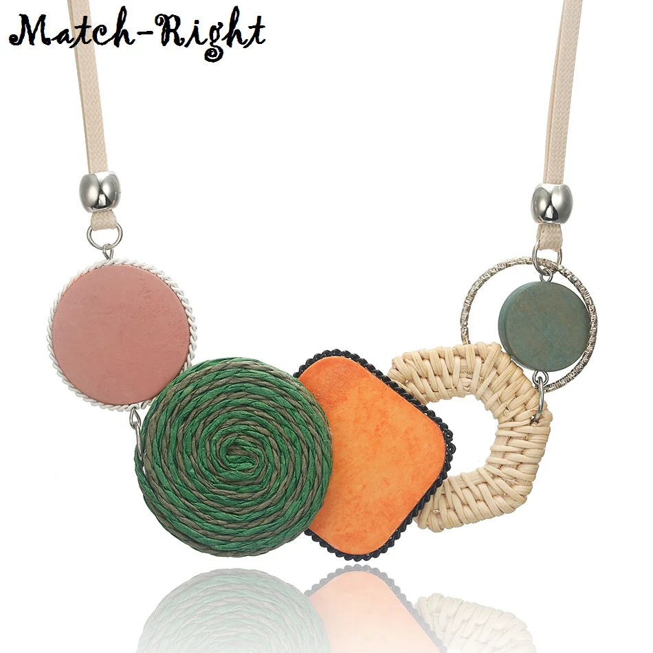 

Handmade Plant Fibres Necklace for Women Bamboo Weaving Statement Necklaces & Pendants Women's New Jewelry for Gifts MX059