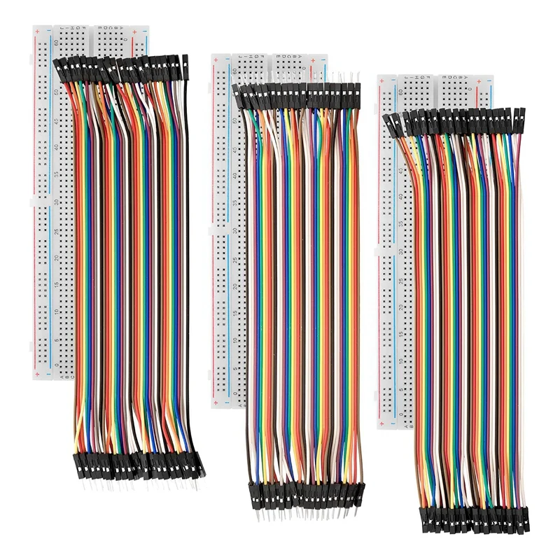 

Комплект макетной платы-3 X Джампер M2 M/F2 M/F2 F + набор из 3 макетных плат MB102, совместимых с Raspberry Pi
