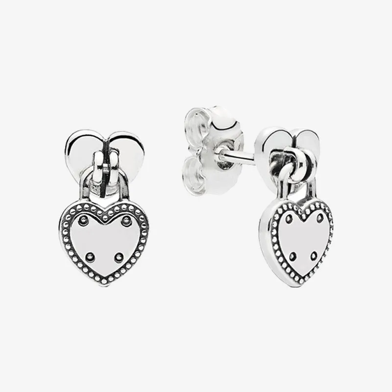 

Authentic S925 Sterling Silver Simple Heart Logo Earrings Women's Fashion Silver Earrings Jewelry Gifts