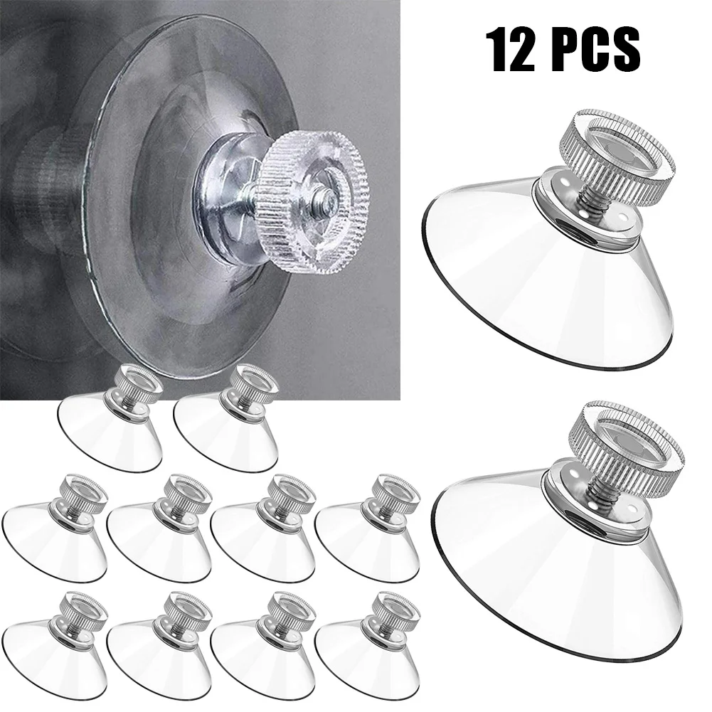 

12PCS 53mm Clear Suction Cups Strong Vacuum Suckers PVC Kitchen Bathroom Wall Hanger Pads Clear Screw Hooks Suction Cup Holder