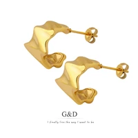 gd 2022 summer hong kong style irregular geometric stainless steel earrings for women jewelry gold color plated earrings