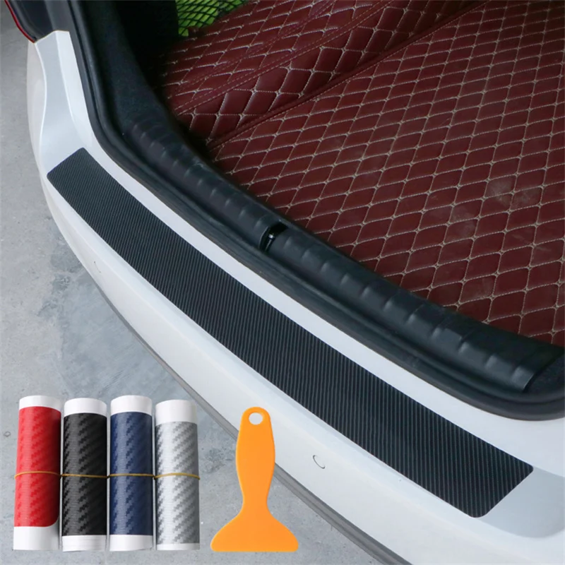 

1PC Car Rear Bumper Sticker Carbon Fiber Protective Pad Anti-Scratch Cover Car Edge Board Scuffproof Decal Strip 90cm 104cm