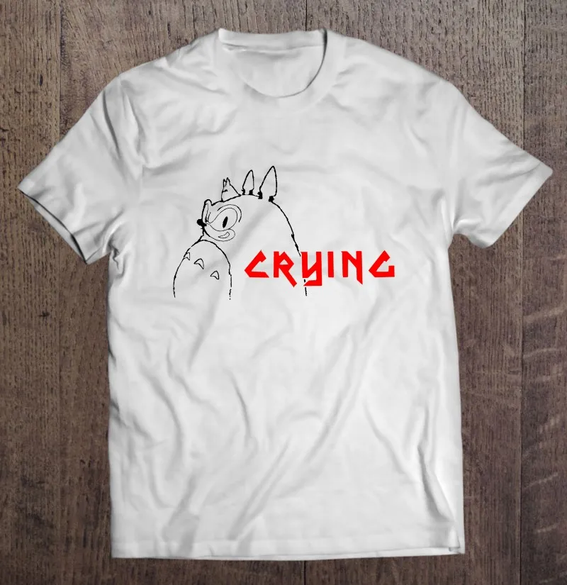 

Футболка мужская оверсайз с рисунком, Тоторо из хлопка, Тоторо с принтом плача, подарок для влюбленных