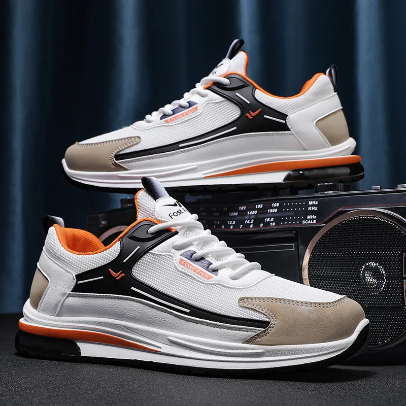 

Thick-soled Men Sneakers New Fashion Mesh Sports Shoes Casual Korean All-match Lace-Up Breathable Men Casual Shoes