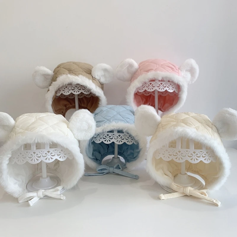 

Baby Head Wrap Hat Spring Autumn Winter Bear Cap 0-10M Girl Boys