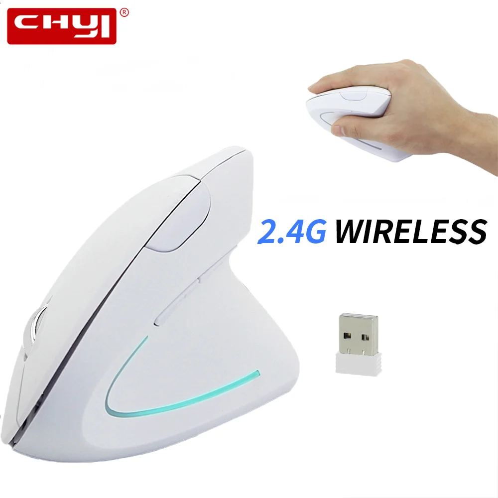 1600DPI Ergonomic Vertical Mouse Gamer USB Optical Wireless Mouse White Rght Hand Gaming Mice 6 Buttons Office Mause For Laptop