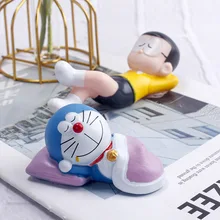4.5cm 애니메이션 도라에몽 노비타 노비 슬립 Q 버전 PVC 액션 피규어, 자동차 케이크 장식 모델 인형 완구, 어린이 생일 선물