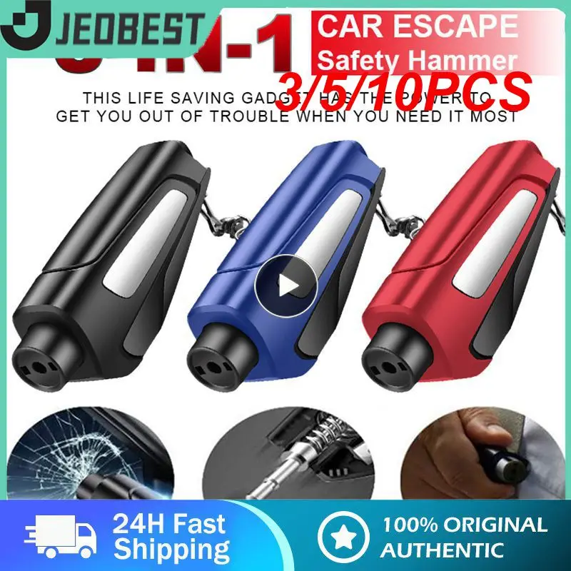 

3/5/10PCS Mini Portable Lifesaving Escape Rescue Tool Universal Car Window Breaker Multifunctional Seat Belt Cutter Keychain