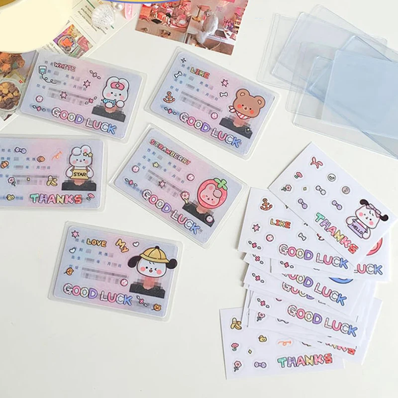 

Cartoon Transparent Card Cover Protective Holder Avatar Blocking PVC Waterproof Credit ID Card Privacy Protection DIY Sticker