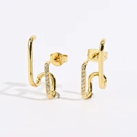 2022 new fashion women elegant ins geometric curved zircon inlaid earring women sexy party zircon curved copper earring jewerly