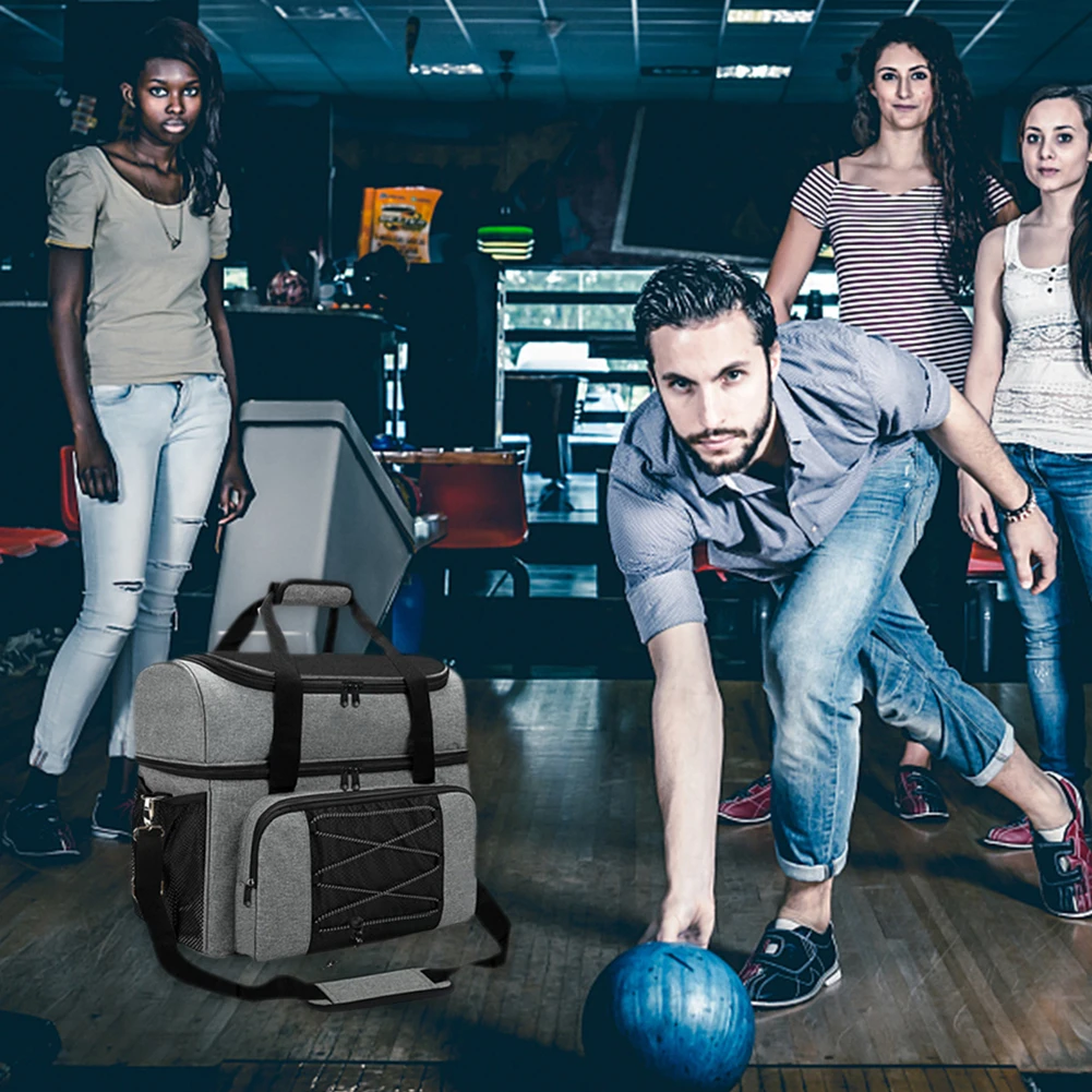 

Polyester Bowling Tote Bag with Padded Ball Holder Bowling Shoes Backpack Wear-Resistant Bowing Ball Backpack Sports Accessories