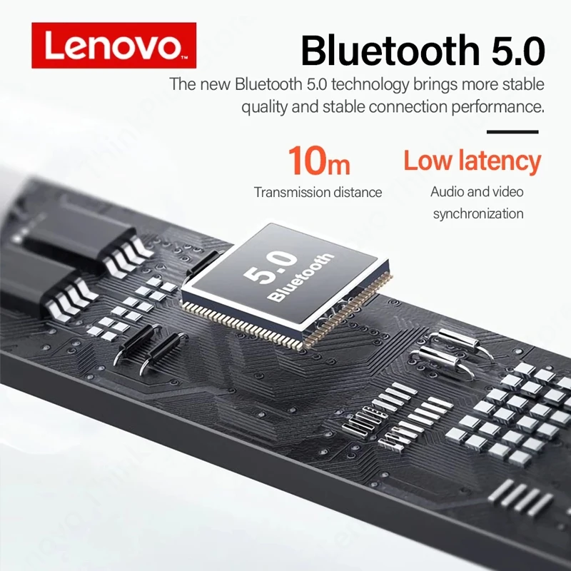 Беспроводные наушники Lenovo Bluetooth-наушники Спортивная гарнитура Hi-Fi басовые